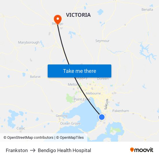 Frankston to Bendigo Health Hospital map