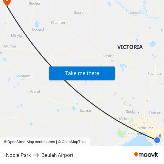 Noble Park to Beulah Airport map