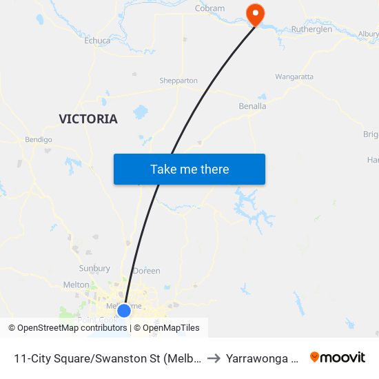 11-City Square/Swanston St (Melbourne City) to Yarrawonga Health map