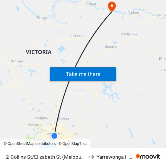 2-Collins St/Elizabeth St (Melbourne City) to Yarrawonga Health map