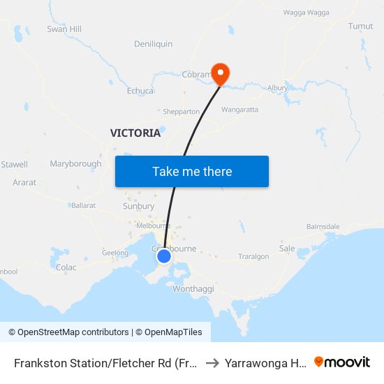 Frankston Station/Fletcher Rd (Frankston) to Yarrawonga Health map