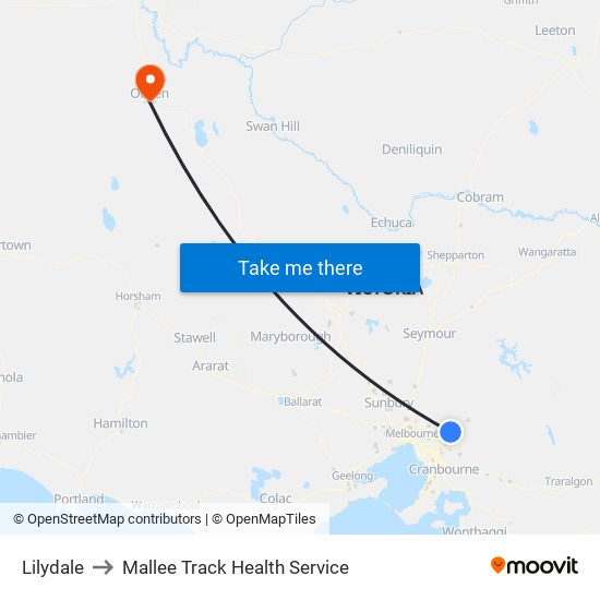 Lilydale to Mallee Track Health Service map