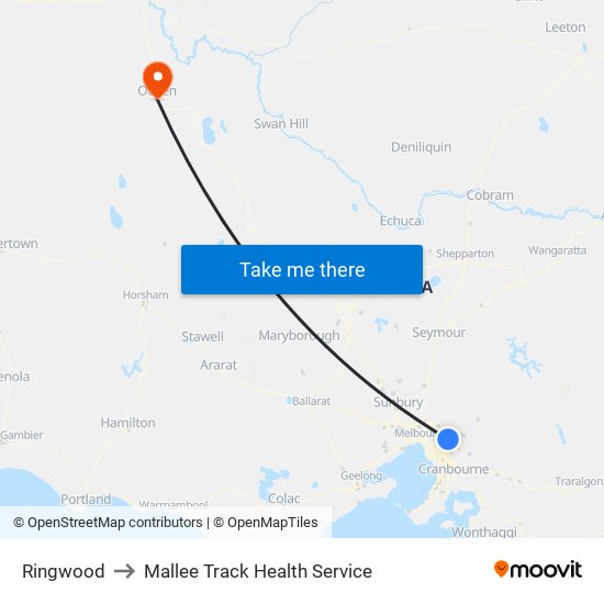 Ringwood to Mallee Track Health Service map