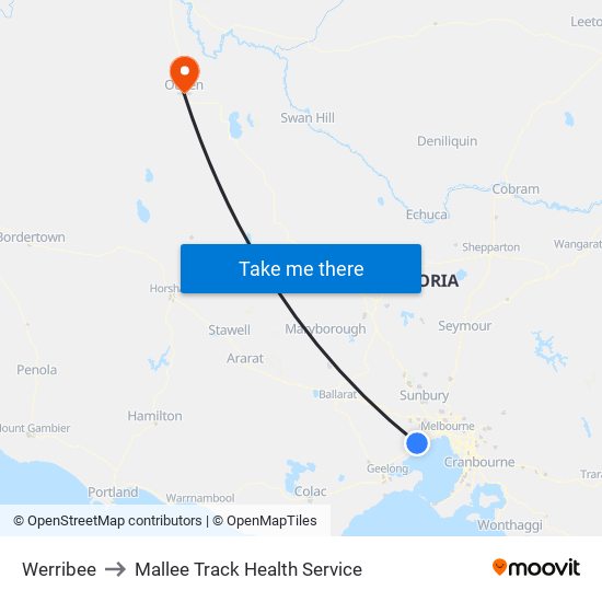 Werribee to Mallee Track Health Service map