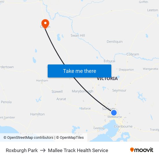 Roxburgh Park to Mallee Track Health Service map