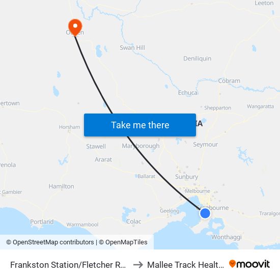 Frankston Station/Fletcher Rd (Frankston) to Mallee Track Health Service map