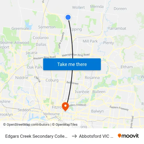 Edgars Creek Secondary College/Edgars Rd to Abbotsford VIC Australia map