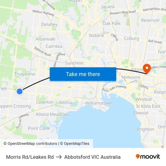 Morris Rd/Leakes Rd to Abbotsford VIC Australia map