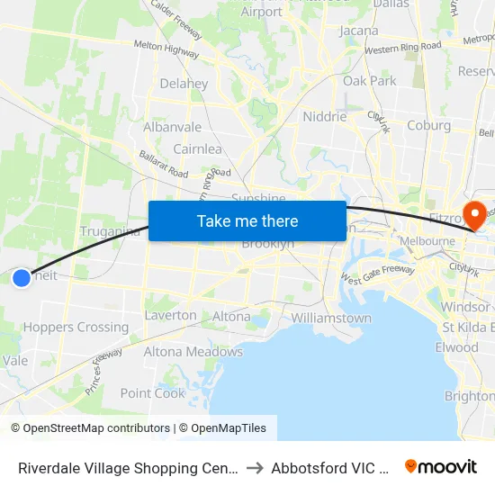 Riverdale Village Shopping Centre/Davis Rd to Abbotsford VIC Australia map
