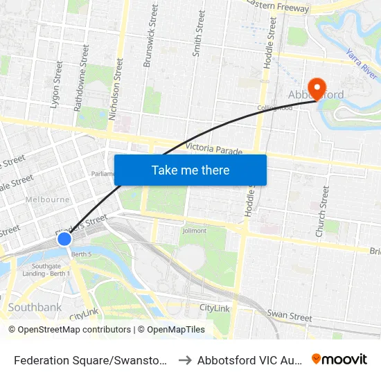 Federation Square/Swanston St #13 to Abbotsford VIC Australia map