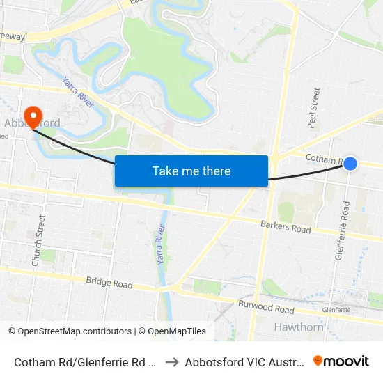Cotham Rd/Glenferrie Rd #80 to Abbotsford VIC Australia map