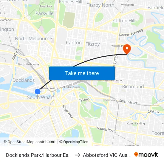 Docklands Park/Harbour Esp #D4 to Abbotsford VIC Australia map