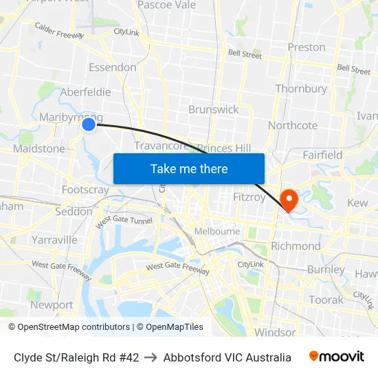 Clyde St/Raleigh Rd #42 to Abbotsford VIC Australia map