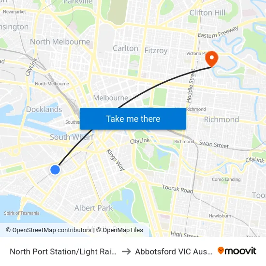 North Port Station/Light Rail #127 to Abbotsford VIC Australia map