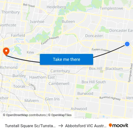 Tunstall Square Sc/Tunstall Rd to Abbotsford VIC Australia map