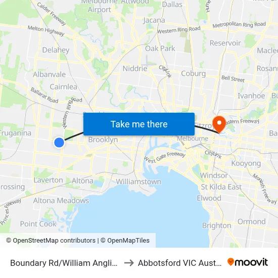Boundary Rd/William Angliss Dr to Abbotsford VIC Australia map