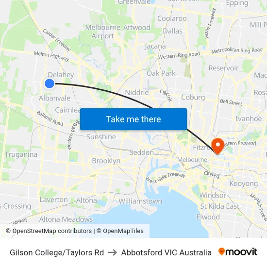 Gilson College/Taylors Rd to Abbotsford VIC Australia map