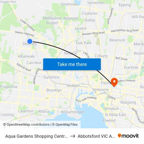 Aqua Gardens Shopping Centre/Kings Rd to Abbotsford VIC Australia map