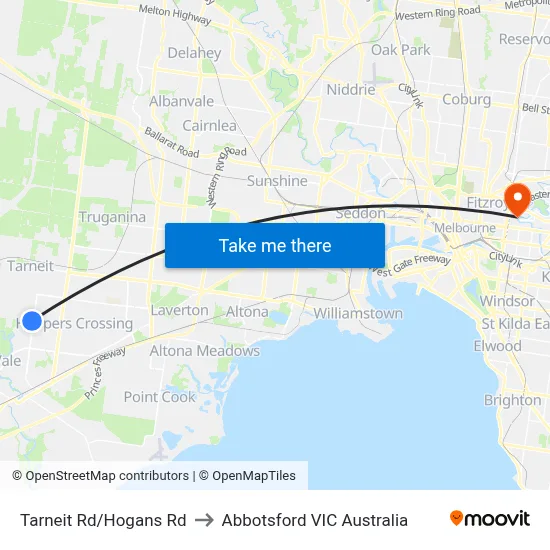 Tarneit Rd/Hogans Rd to Abbotsford VIC Australia map
