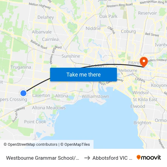 Westbourne Grammar School/Marquands Rd to Abbotsford VIC Australia map