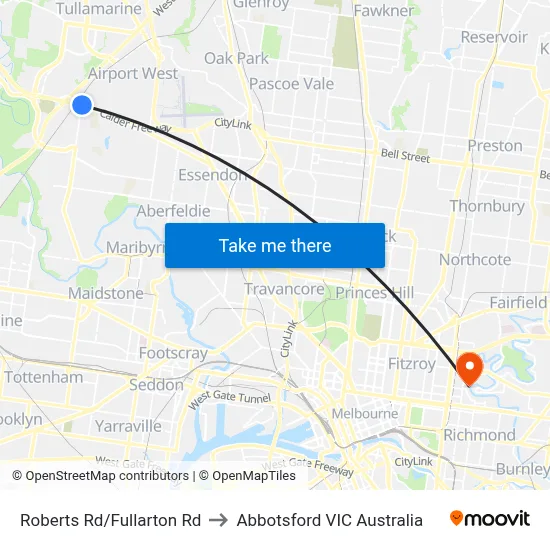 Roberts Rd/Fullarton Rd to Abbotsford VIC Australia map