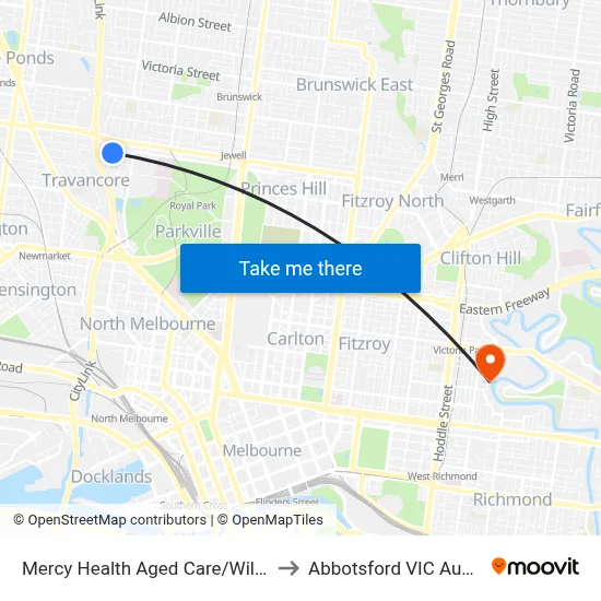 Mercy Health Aged Care/William St to Abbotsford VIC Australia map
