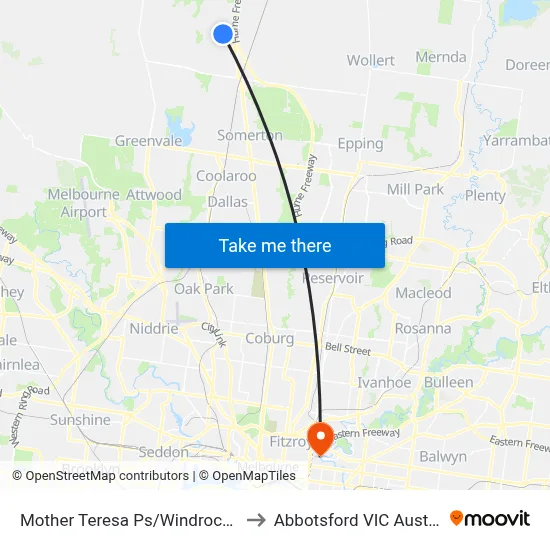 Mother Teresa Ps/Windrock Ave to Abbotsford VIC Australia map