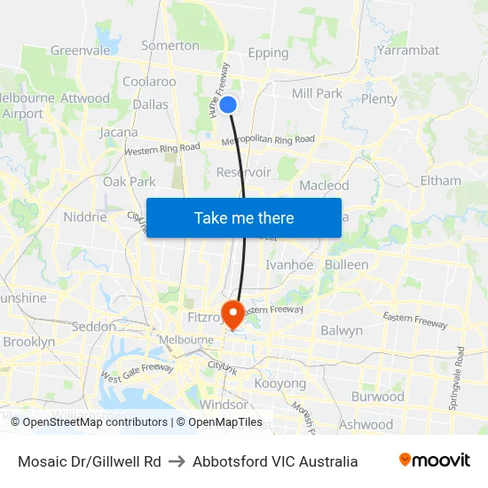 Mosaic Dr/Gillwell Rd to Abbotsford VIC Australia map