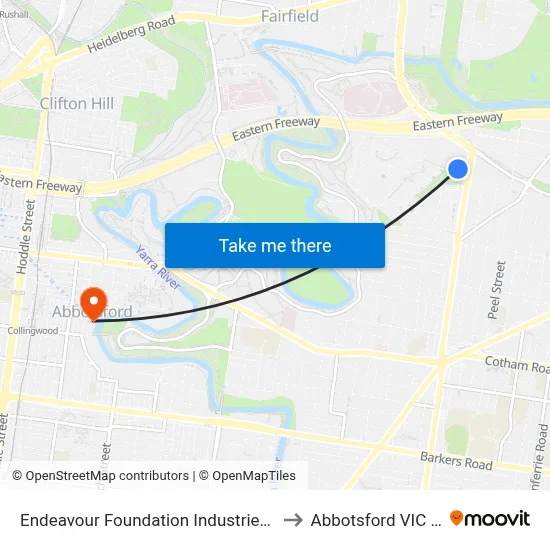 Endeavour Foundation Industries/Hutchinson Dr to Abbotsford VIC Australia map