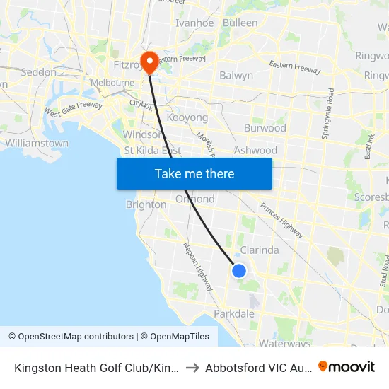 Kingston Heath Golf Club/Kingston Rd to Abbotsford VIC Australia map