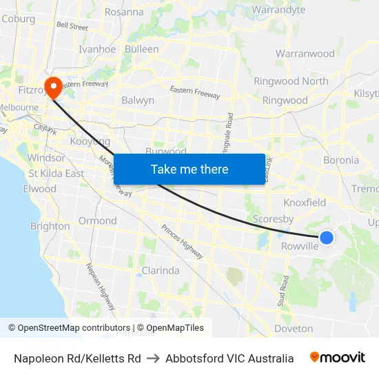 Napoleon Rd/Kelletts Rd to Abbotsford VIC Australia map