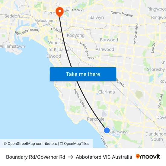 Boundary Rd/Governor Rd to Abbotsford VIC Australia map