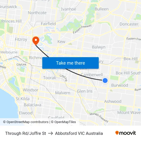 Through Rd/Joffre St to Abbotsford VIC Australia map