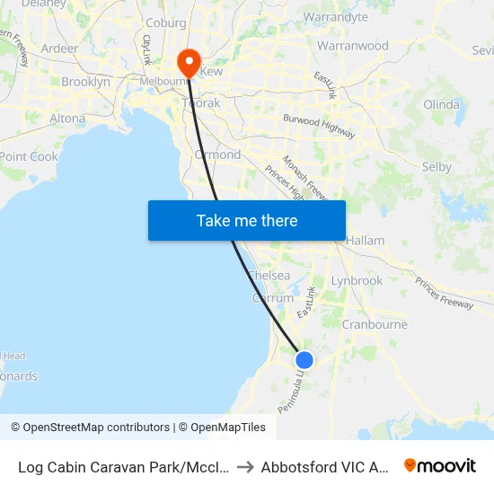 Log Cabin Caravan Park/Mcclelland Dr to Abbotsford VIC Australia map