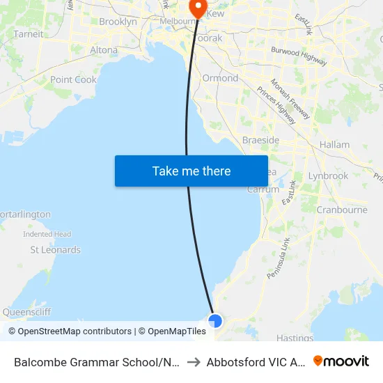 Balcombe Grammar School/Nepean Hwy to Abbotsford VIC Australia map