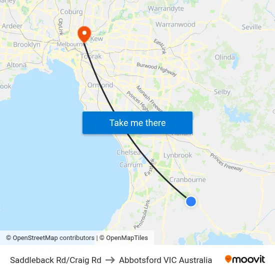Saddleback Rd/Craig Rd to Abbotsford VIC Australia map