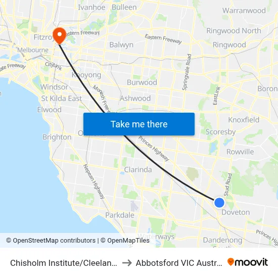 Chisholm Institute/Cleeland St to Abbotsford VIC Australia map
