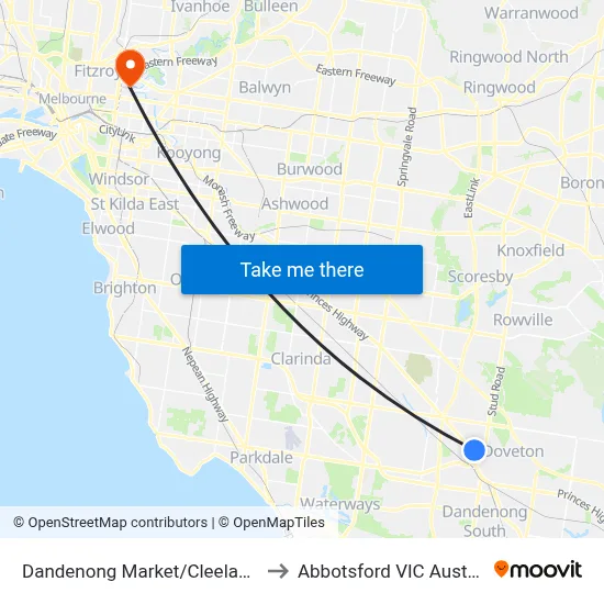 Dandenong Market/Cleeland St to Abbotsford VIC Australia map