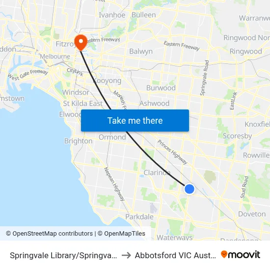 Springvale Library/Springvale Rd to Abbotsford VIC Australia map