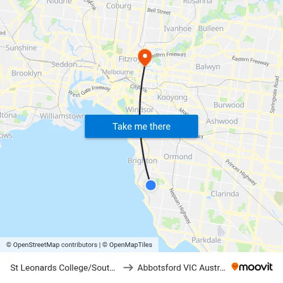 St Leonards College/South Rd to Abbotsford VIC Australia map