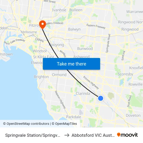 Springvale Station/Springvale Rd to Abbotsford VIC Australia map