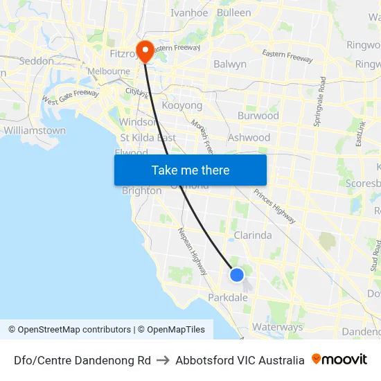 Dfo/Centre Dandenong Rd to Abbotsford VIC Australia map