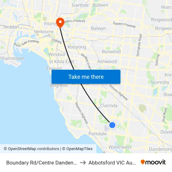 Boundary Rd/Centre Dandenong Rd to Abbotsford VIC Australia map