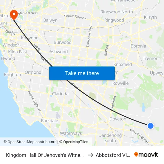 Kingdom Hall Of Jehovah's Witnesses/Ernst Wanke Rd to Abbotsford VIC Australia map