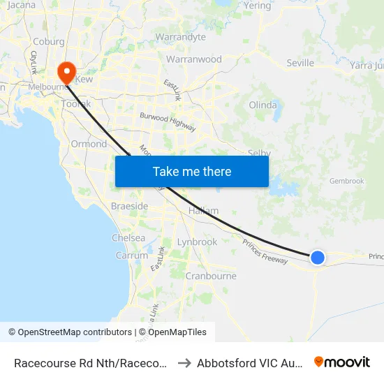 Racecourse Rd Nth/Racecourse Rd to Abbotsford VIC Australia map