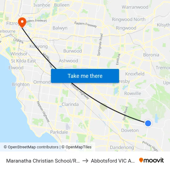 Maranatha Christian School/Reema Bvd to Abbotsford VIC Australia map