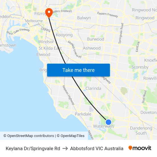 Keylana Dr/Springvale Rd to Abbotsford VIC Australia map