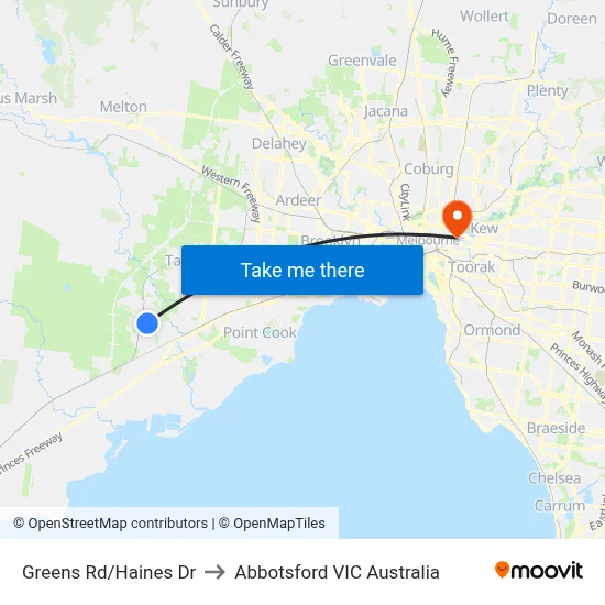 Greens Rd/Haines Dr to Abbotsford VIC Australia map