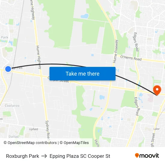Roxburgh Park to Epping Plaza SC Cooper St map