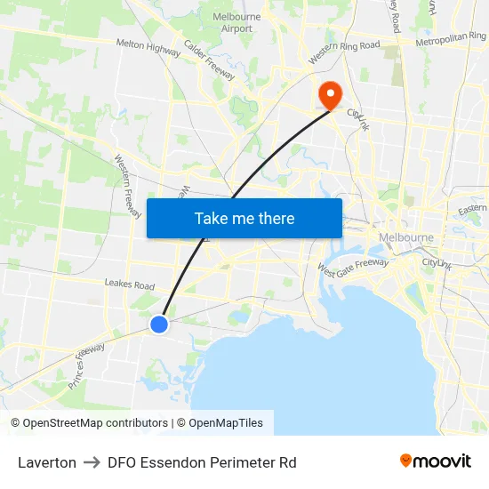 Laverton to DFO Essendon Perimeter Rd map